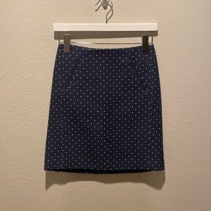 LOFT Skirt size 00 navy white Polka dot office work business casual‎